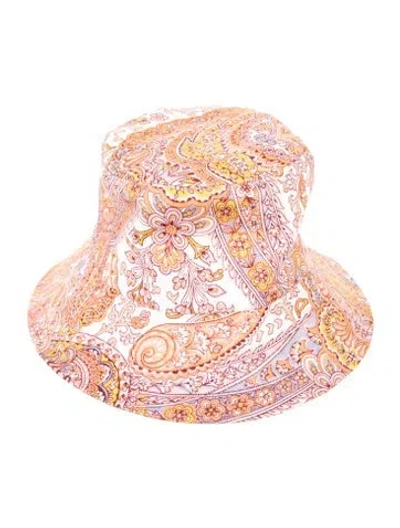 Pre-owned Zimmermann Linen Bucket Hat In Orange/pink