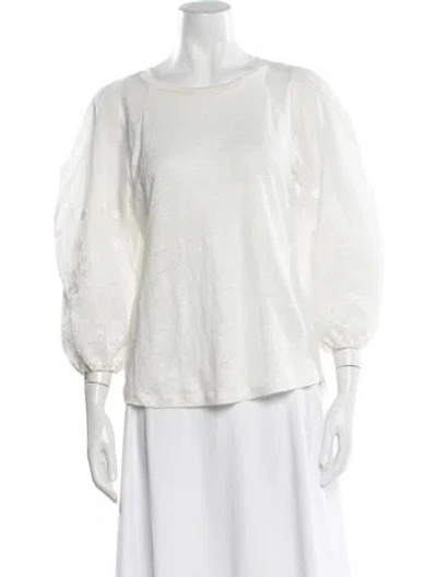 Pre-owned Zimmermann Linen Crew Neck Blouse In Neutral