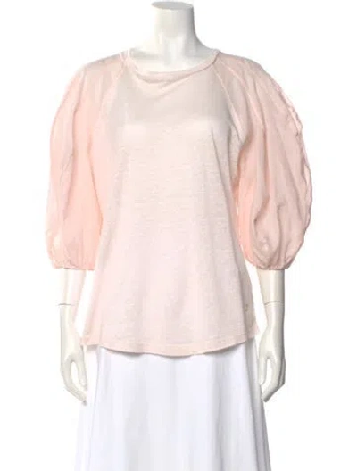 Pre-owned Zimmermann Linen Crew Neck Blouse In Pink