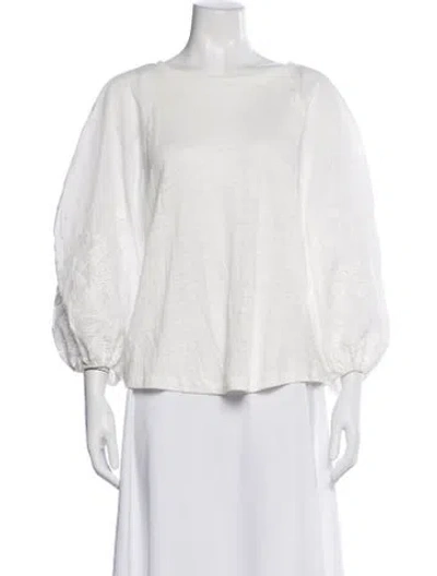 Pre-owned Zimmermann Linen Crew Neck Blouse W/ Tags In White