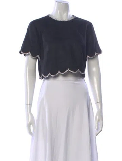 Pre-owned Zimmermann Linen Crew Neck Crop Top In Black