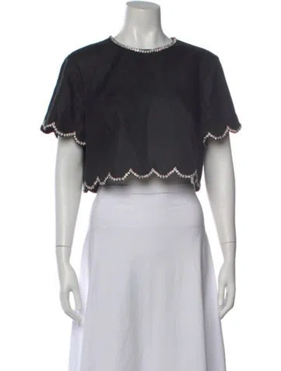 Pre-owned Zimmermann Linen Crew Neck Crop Top In Black
