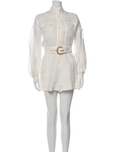 Pre-owned Zimmermann Linen Crew Neck Romper In White