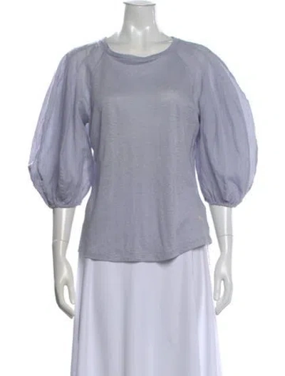 Pre-owned Zimmermann Linen Crew Neck Top In Blue