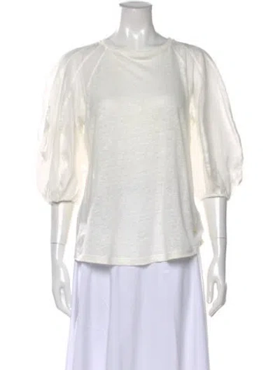 Pre-owned Zimmermann Linen Crew Neck Top In Neutral
