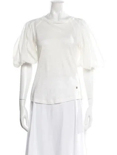 Pre-owned Zimmermann Linen Crew Neck Top In Neutrals