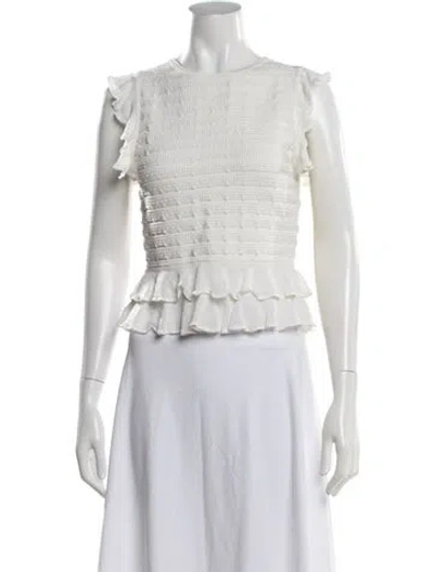 Pre-owned Zimmermann Linen Crew Neck Top In White
