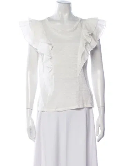 Pre-owned Zimmermann Linen Crew Neck Top In White