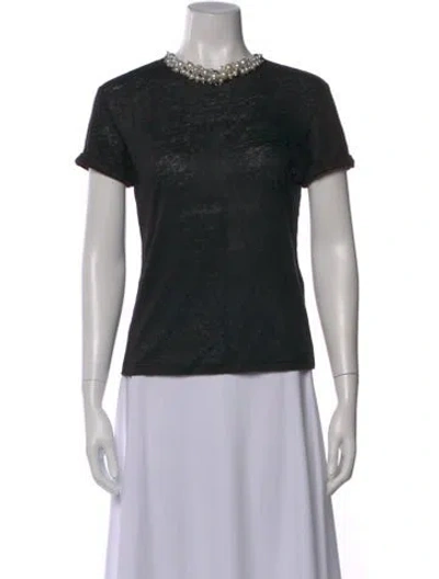 Pre-owned Zimmermann Linen Crew Neck T-shirt In Black