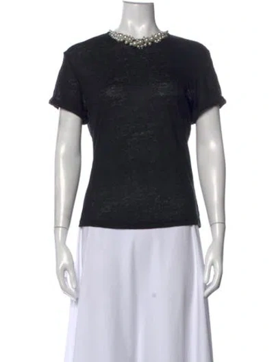 Pre-owned Zimmermann Linen Crew Neck T-shirt In Black