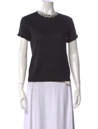 Pre-owned Zimmermann Linen Crew Neck T-shirt In Black