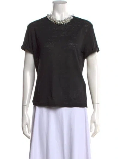 Pre-owned Zimmermann Linen Crew Neck T-shirt In Black