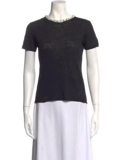 Pre-owned Zimmermann Linen Crew Neck T-shirt In Black