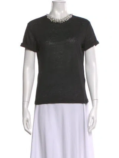 Pre-owned Zimmermann Linen Crew Neck T-shirt In Gray