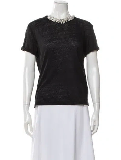 Pre-owned Zimmermann Linen Crew Neck T-shirt In Gray