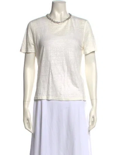 Pre-owned Zimmermann Linen Crew Neck T-shirt In White