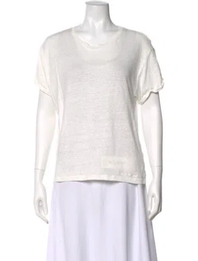 Pre-owned Zimmermann Linen Crew Neck T-shirt In White