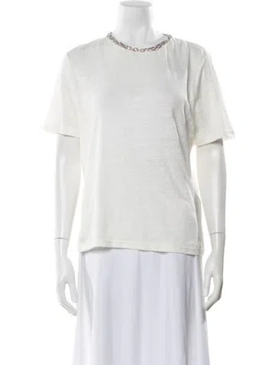 Pre-owned Zimmermann Linen Crew Neck T-shirt In White
