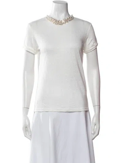 Pre-owned Zimmermann Linen Crew Neck T-shirt In White