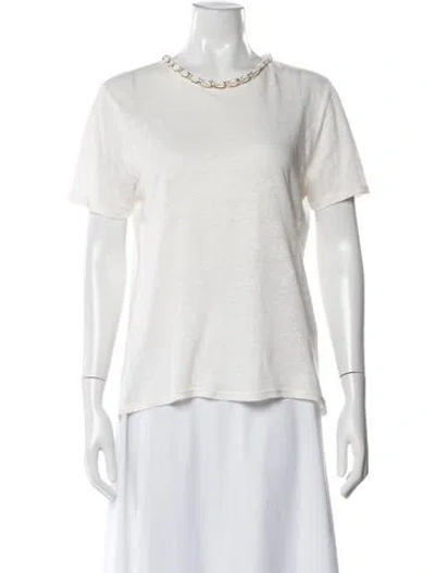 Pre-owned Zimmermann Linen Crew Neck T-shirt In White