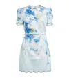 Zimmermann Crush Belted Crystal-embellished Scalloped Floral-print Linen Mini Dress
