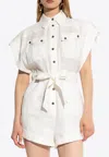 Zimmermann Rhiannon Cuffed Linen Playsuit In White