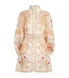 Zimmermann Daylight Multicolor Midi Dress With Long Puffed Sleeves And All-over Floral Print In Linen Woman In White