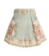 Zimmermann Daylight Multicolor Shorts With Belt On The Front And All-over Floral Motif In Linen Woman In Multi