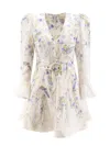 ZIMMERMANN LINEN DRESS WITH ALL-OVER FLORAL PRINT