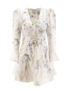 ZIMMERMANN LINEN DRESS WITH ALL-OVER FLORAL PRINT