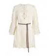 Zimmermann Awaken Long Sleeve Lace Trim Linen Minidress In White