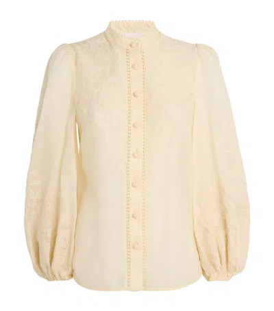 Zimmermann Ottie Embroidered Blouse In Beige