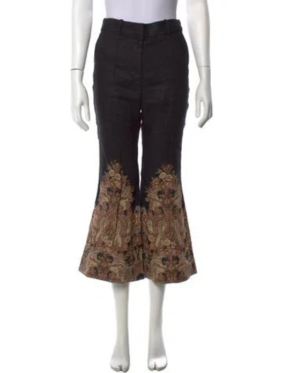 Pre-owned Zimmermann Linen Flared Pants In Black