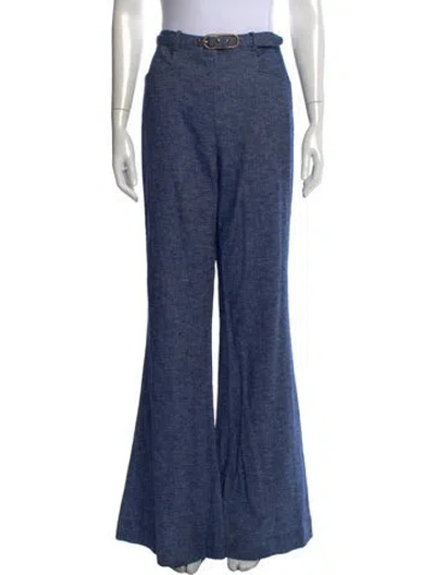 Pre-owned Zimmermann Linen Flared Pants In Blue