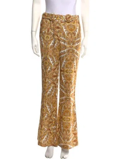 Pre-owned Zimmermann Linen Flared Pants In Neutrals