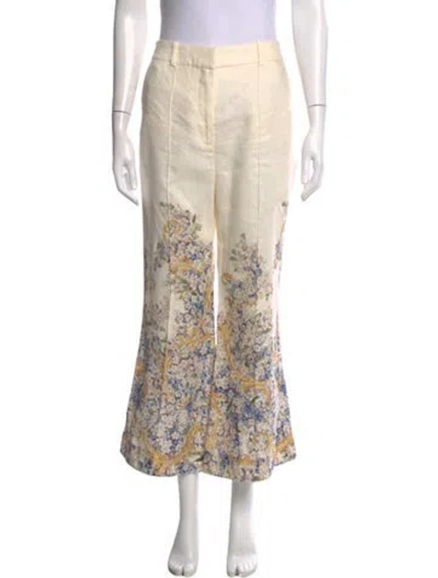 Pre-owned Zimmermann Linen Flared Pants In Neutrals