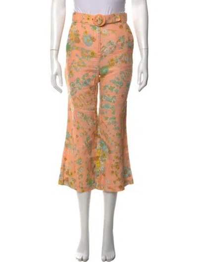 Pre-owned Zimmermann Linen Flared Pants In Orange