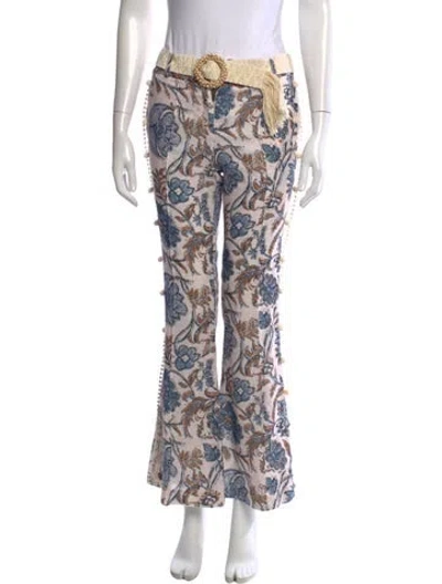 Pre-owned Zimmermann Linen Flared Pants In Pink