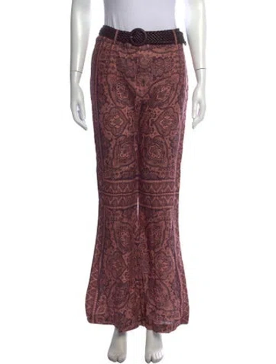 Pre-owned Zimmermann Linen Flared Pants W/ Tags In Pink