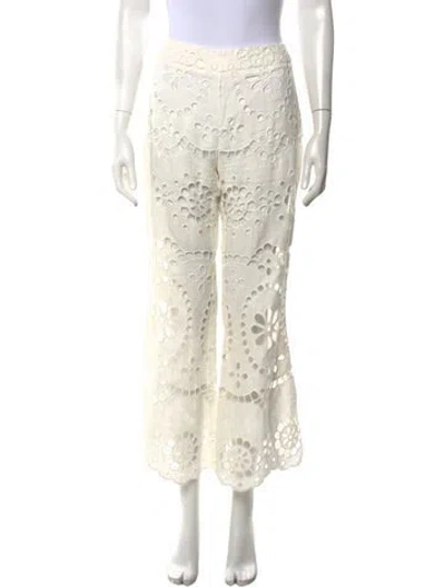 Pre-owned Zimmermann Linen Flared Pants In White