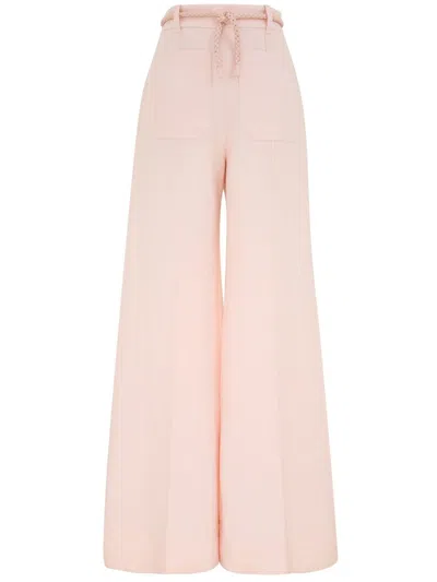Zimmermann Illuminate Linen Wide Leg Pant In Orange