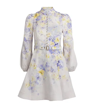 ZIMMERMANN LINEN FLORAL CRUSH MINI DRESS