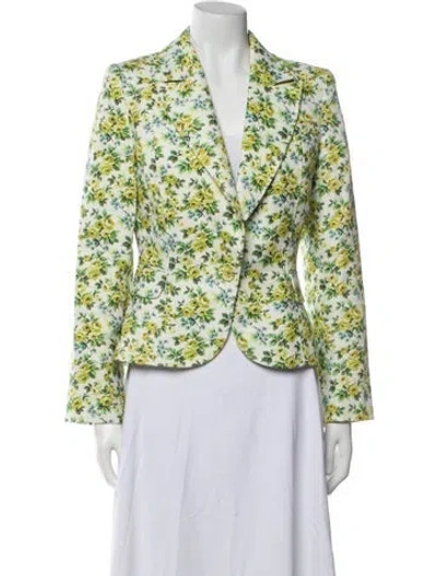 Pre-owned Zimmermann Linen Floral Print Blazer In Green