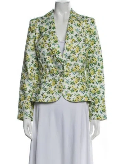 Pre-owned Zimmermann Linen Floral Print Blazer In Green
