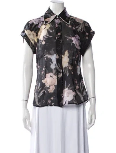 Pre-owned Zimmermann Linen Floral Print Blouse In Multicolor