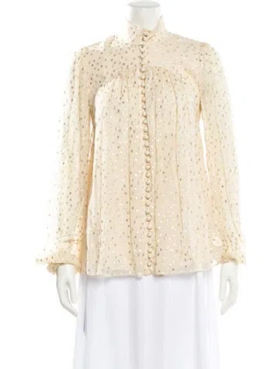 Pre-owned Zimmermann Linen Floral Print Blouse In Neutral