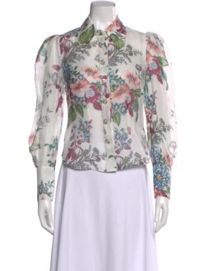Pre-owned Zimmermann Linen Floral Print Blouse In Pink