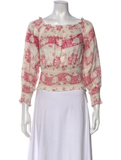 Pre-owned Zimmermann Linen Floral Print Blouse In Pink