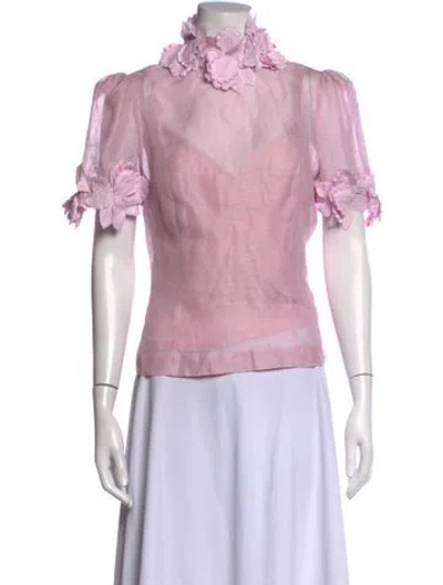Pre-owned Zimmermann Linen Floral Print Blouse In Pink