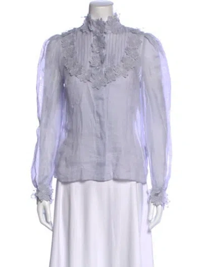 Pre-owned Zimmermann Linen Floral Print Blouse In Purple
